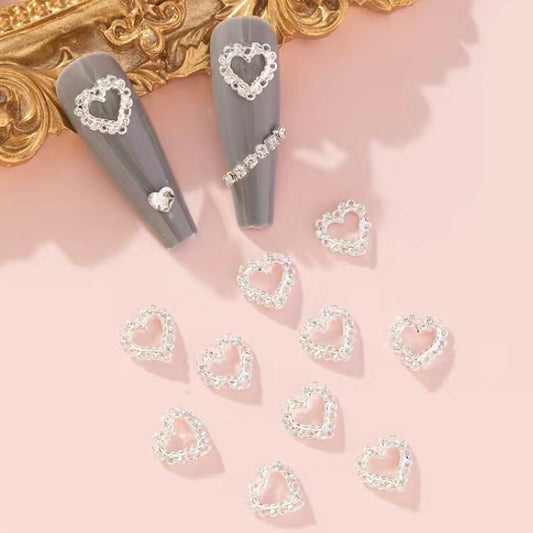 Silver Heart Nail Charms