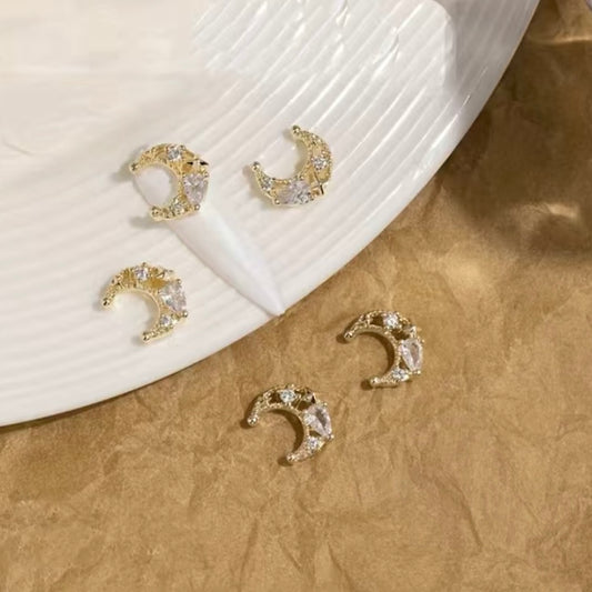 Gold Crescent Moon Nail Charms