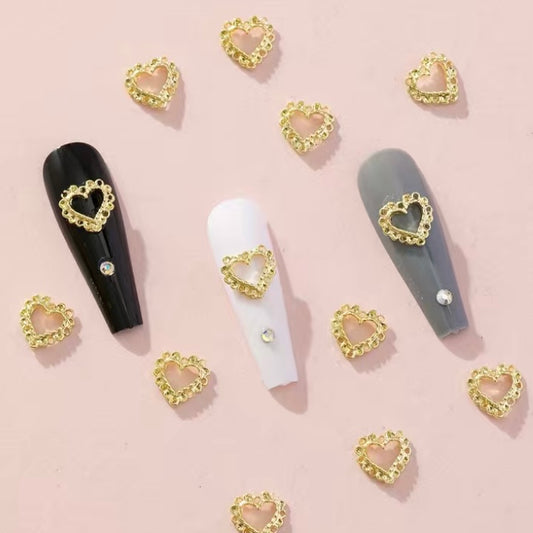 Gold Heart Nail Charms