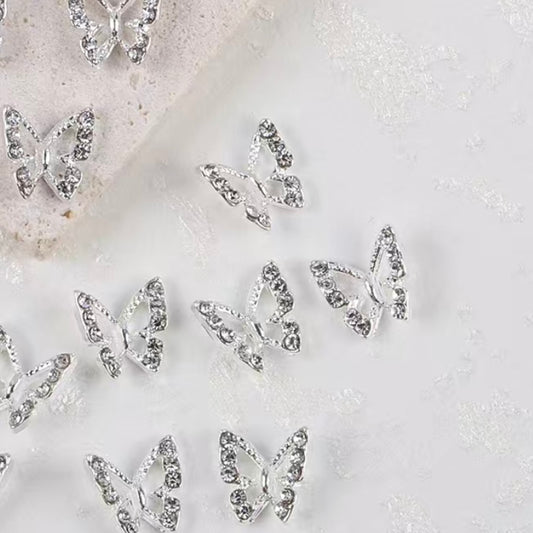 Silver Butterfly Nail Charms