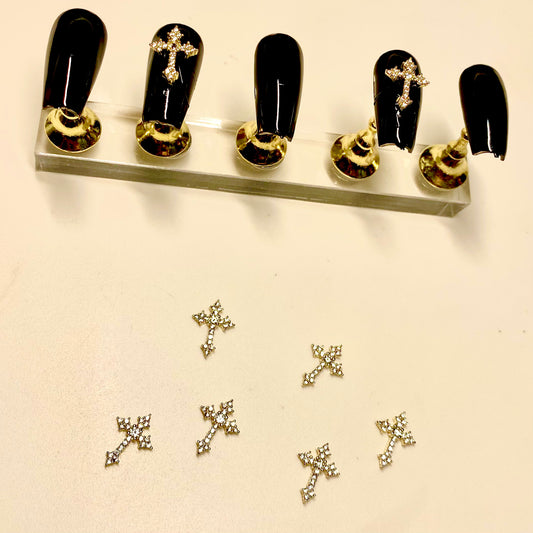 Gold Cross Nail Charms